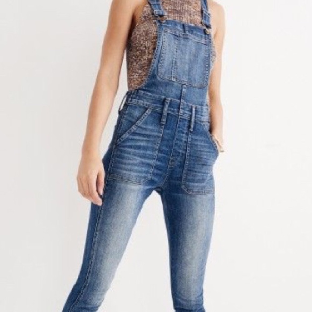 Stretch denim overalls